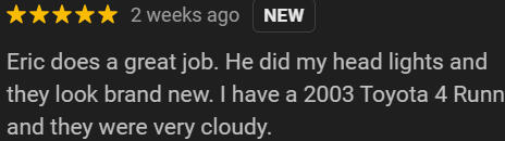 Before and after headlight restoration